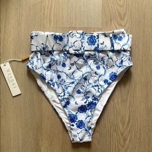 Meshki Blue and White Floral Bikini Bottom